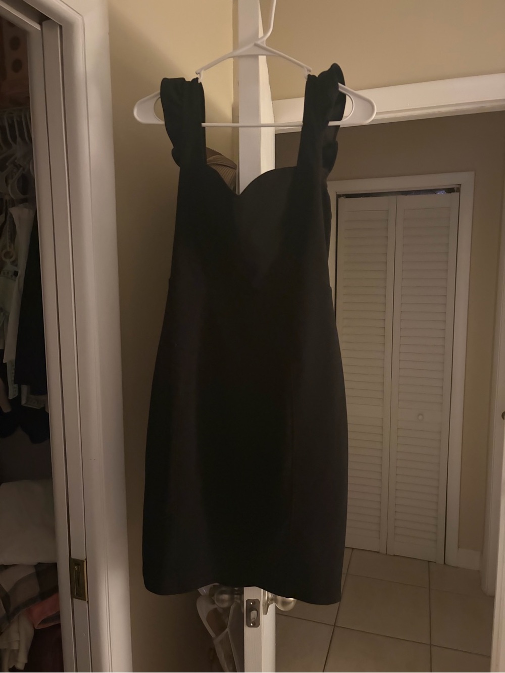 Lulu's Black Ruffle-Strap Sweetheart Mini Dress